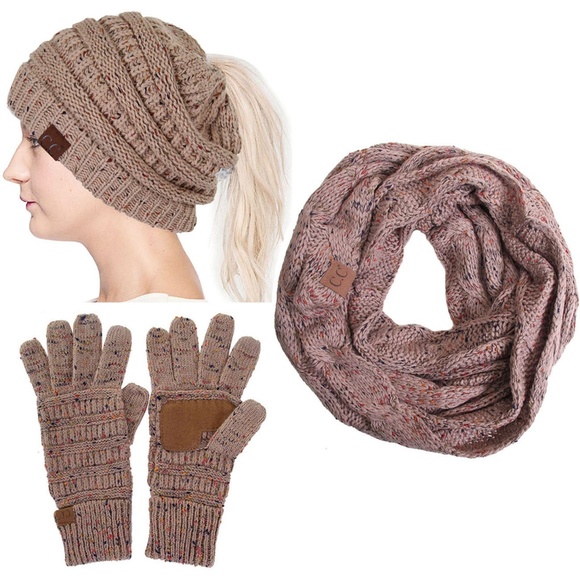 C.C 3pc Confetti Pony Beanie Gloves Scarves Set main image 7